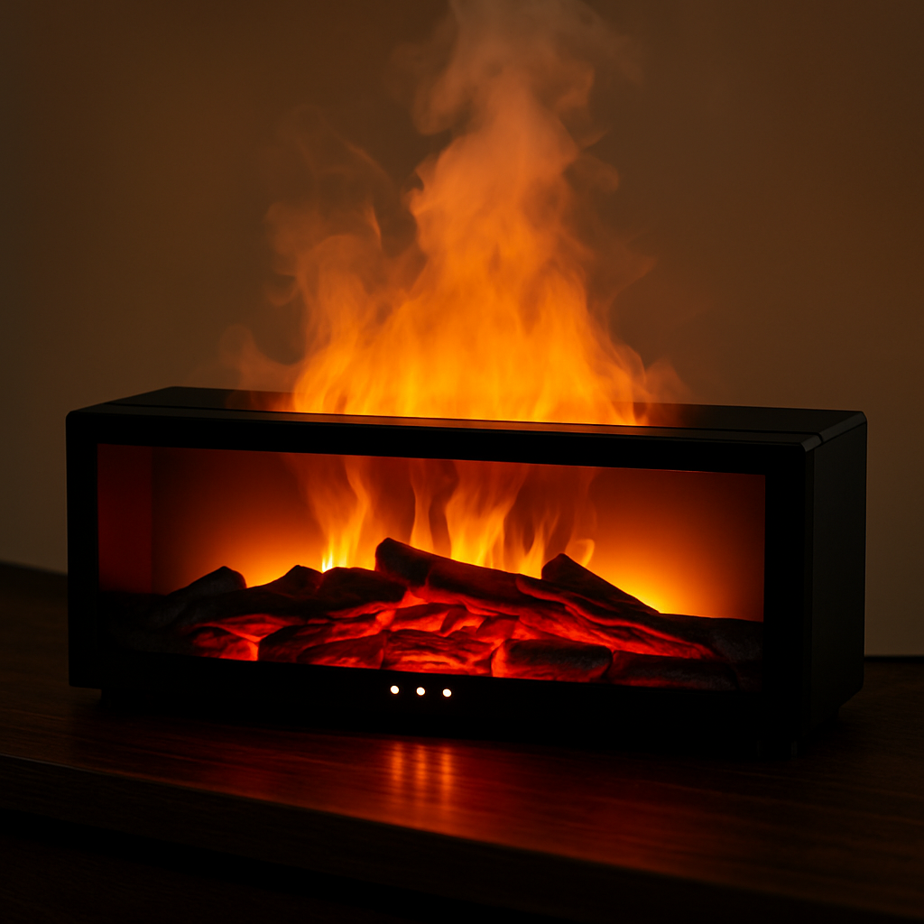 Fireplace flame humidifier lamp