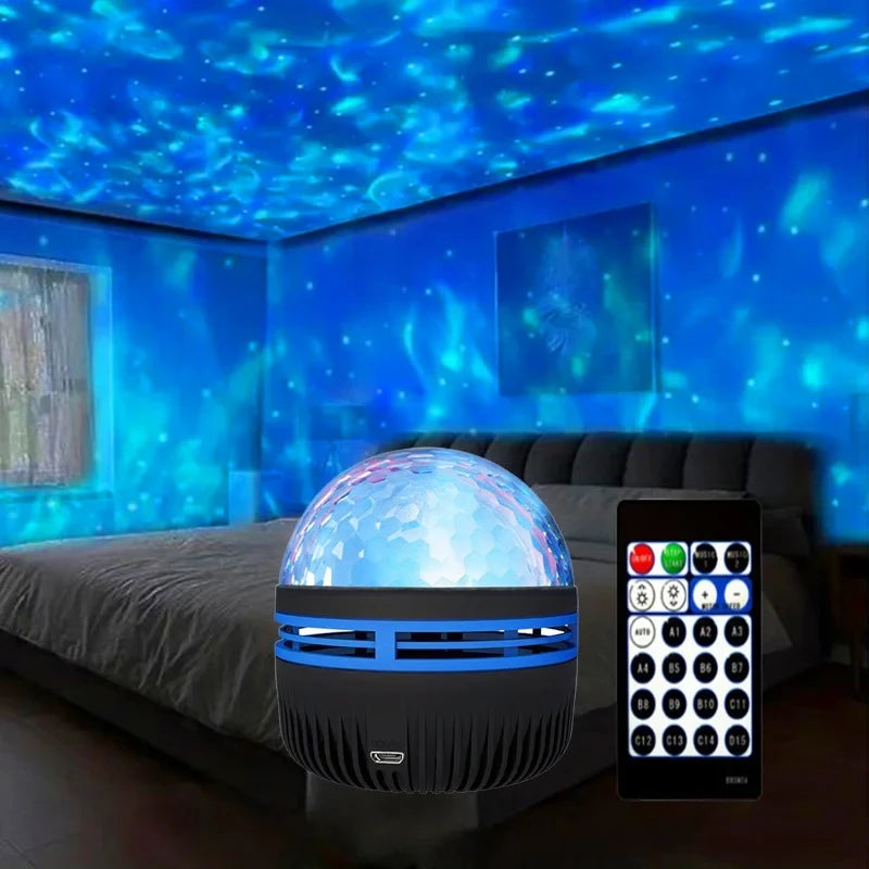 LED Starry Galaxy Ocean Wave Projector RGB Smart Remote Control Lamp